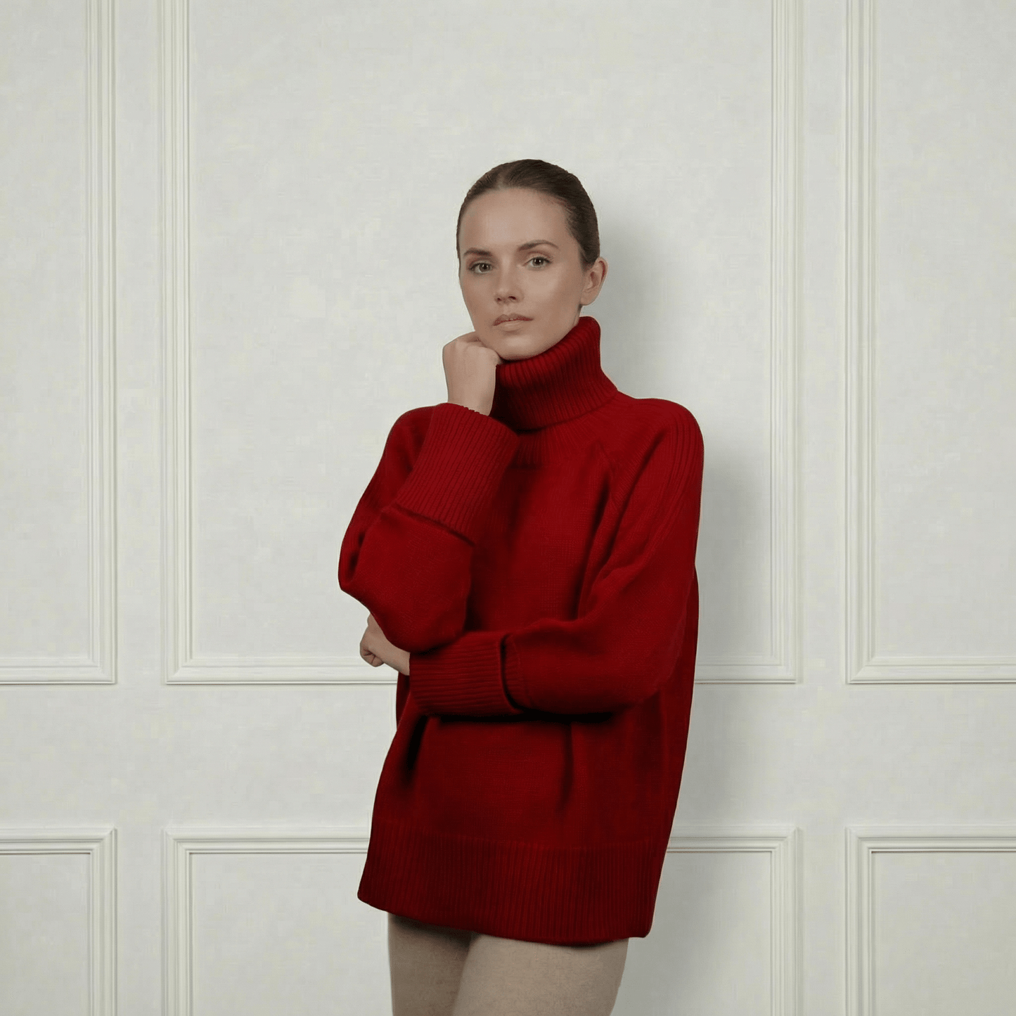 Patterned Cashmere Turtleneck - Blue Sky Cashmere
