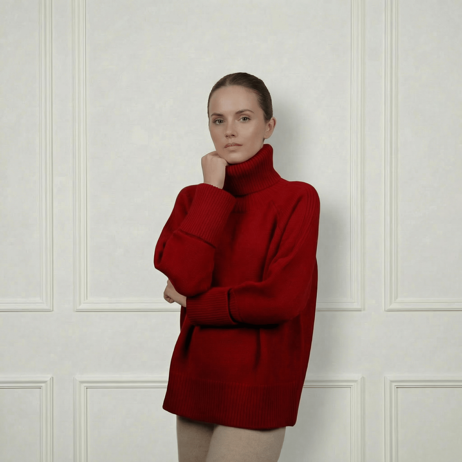 Patterned Cashmere Turtleneck - Blue Sky Cashmere