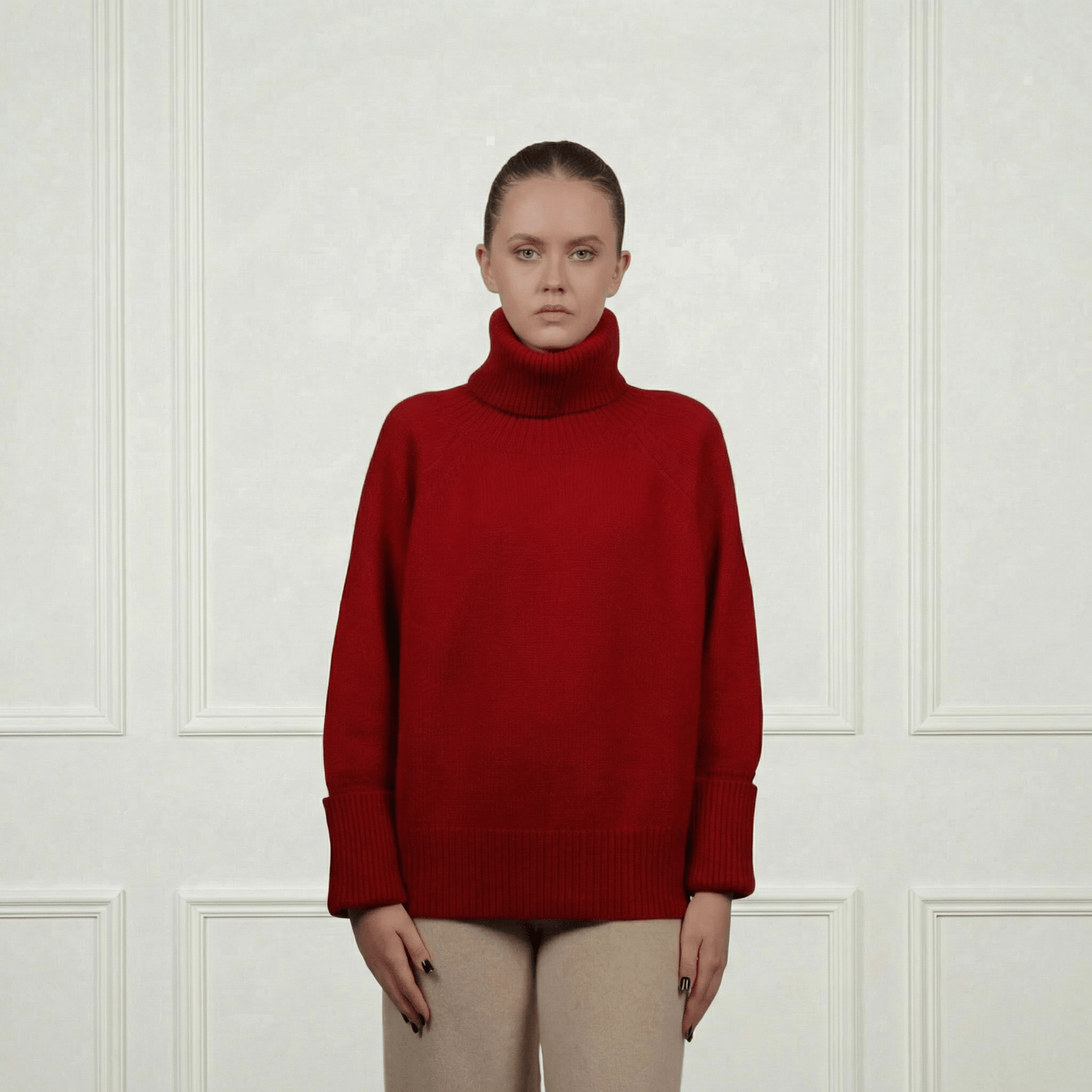 Patterned Cashmere Turtleneck - Blue Sky Cashmere
