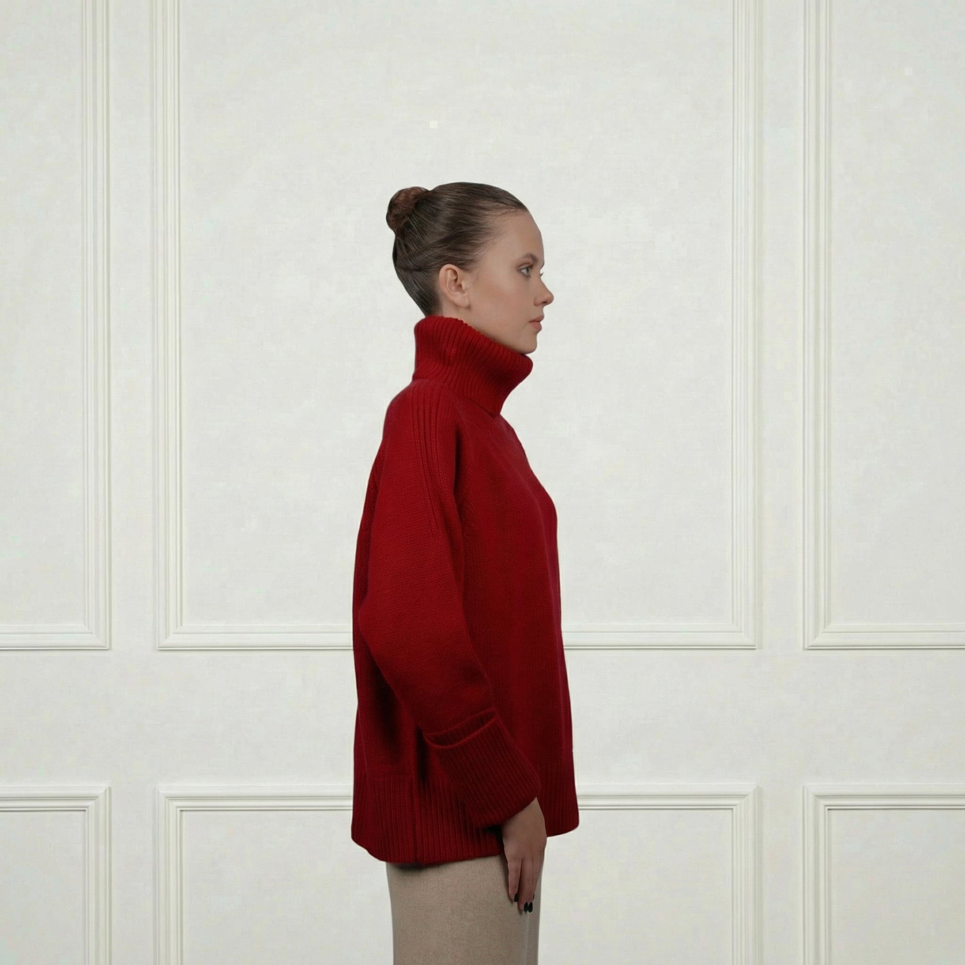 Patterned Cashmere Turtleneck - Blue Sky Cashmere