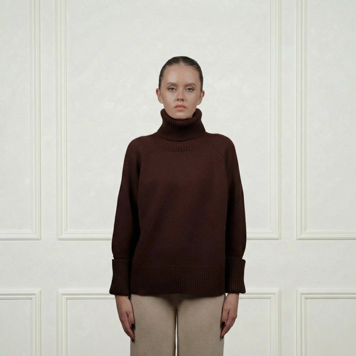 Patterned Cashmere Turtleneck - Blue Sky Cashmere