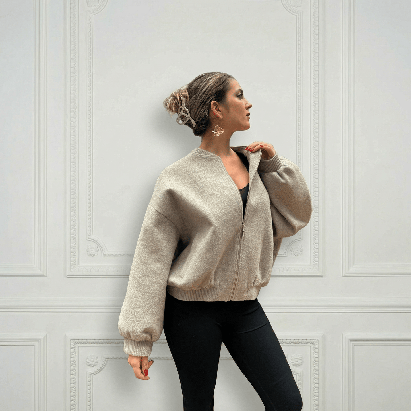 Sheep Wool Bomber Jacket - Blue Sky Cashmere