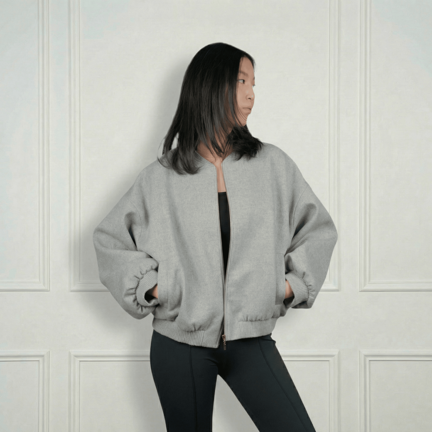 Sheep Wool Bomber Jacket - Blue Sky Cashmere