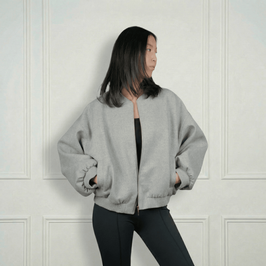 Sheep Wool Bomber Jacket - Blue Sky Cashmere