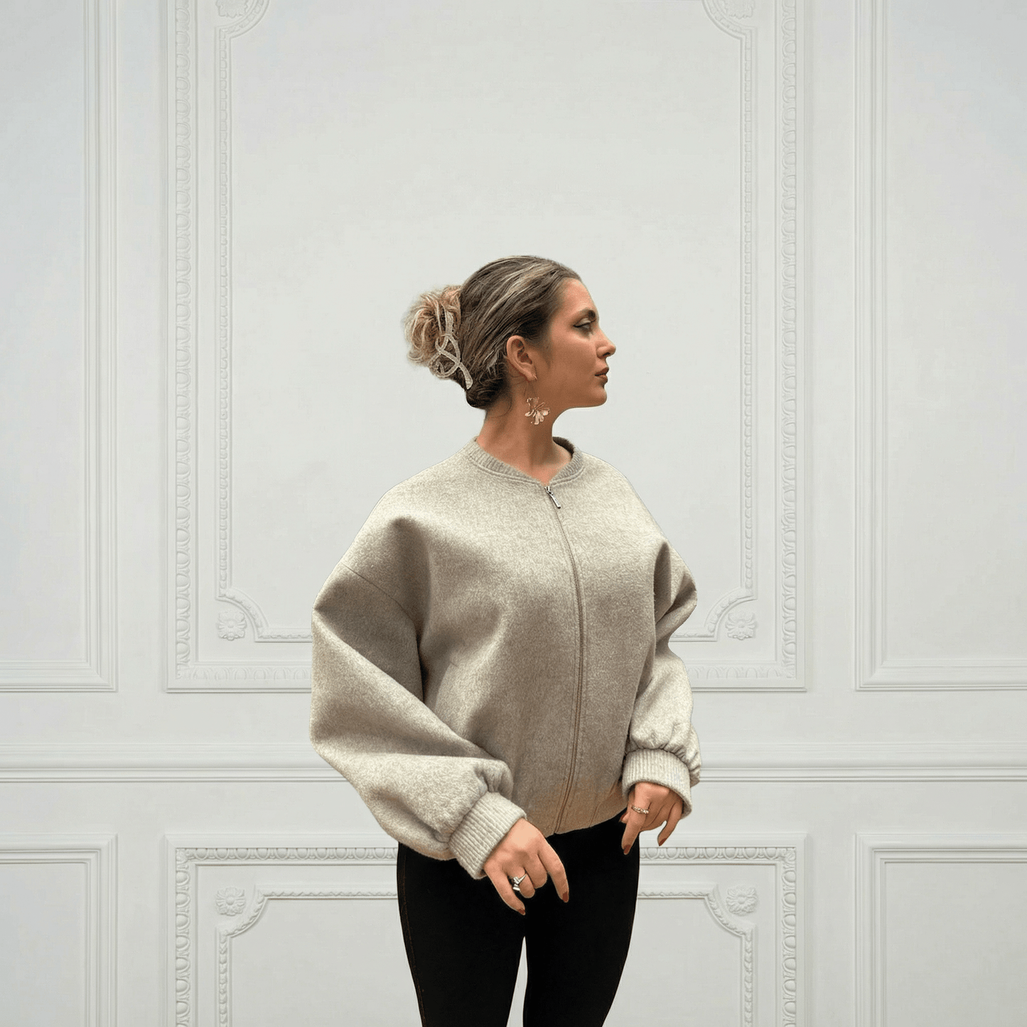 Sheep Wool Bomber Jacket - Blue Sky Cashmere