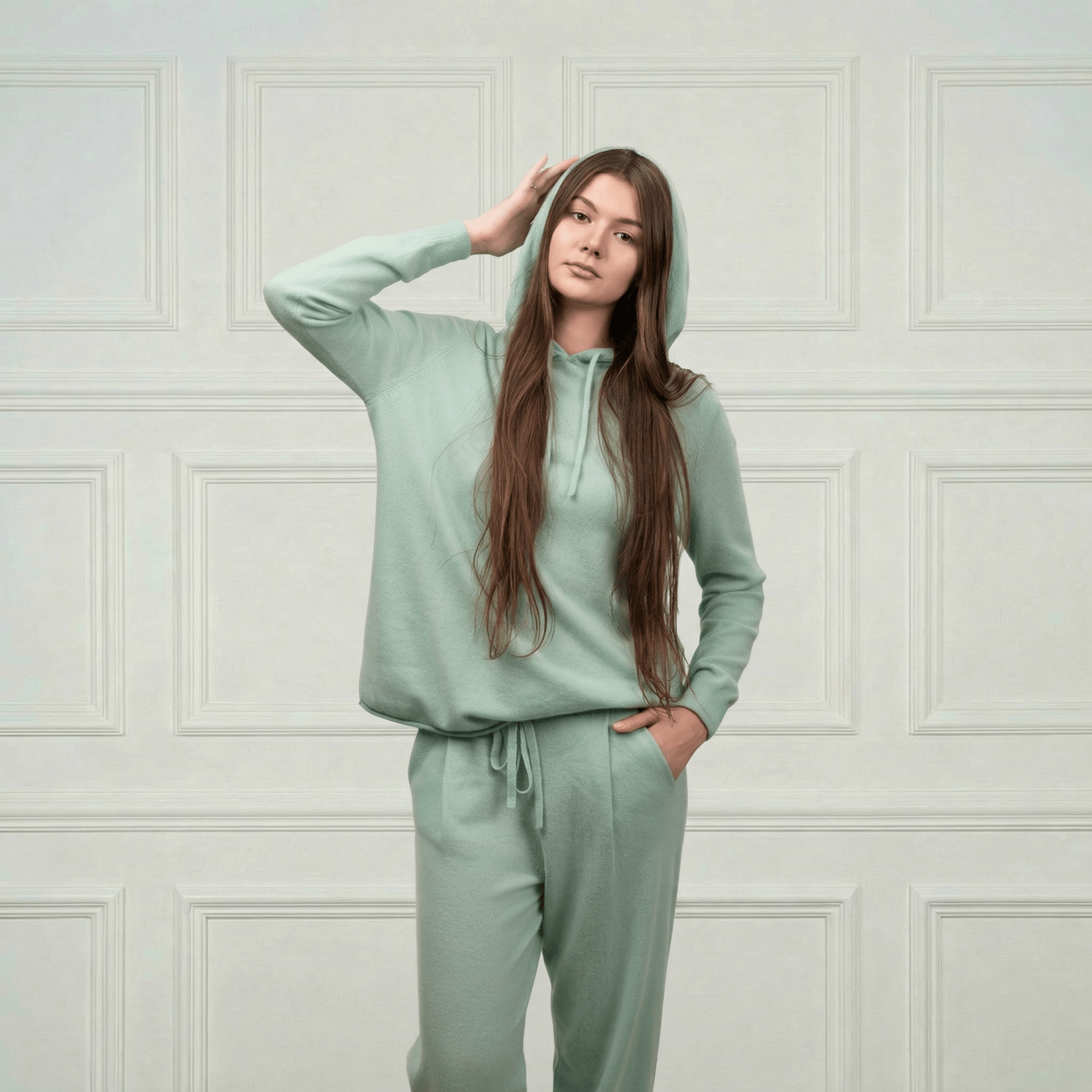 Sofia Cashmere Lounge Hoodie - Blue Sky Cashmere