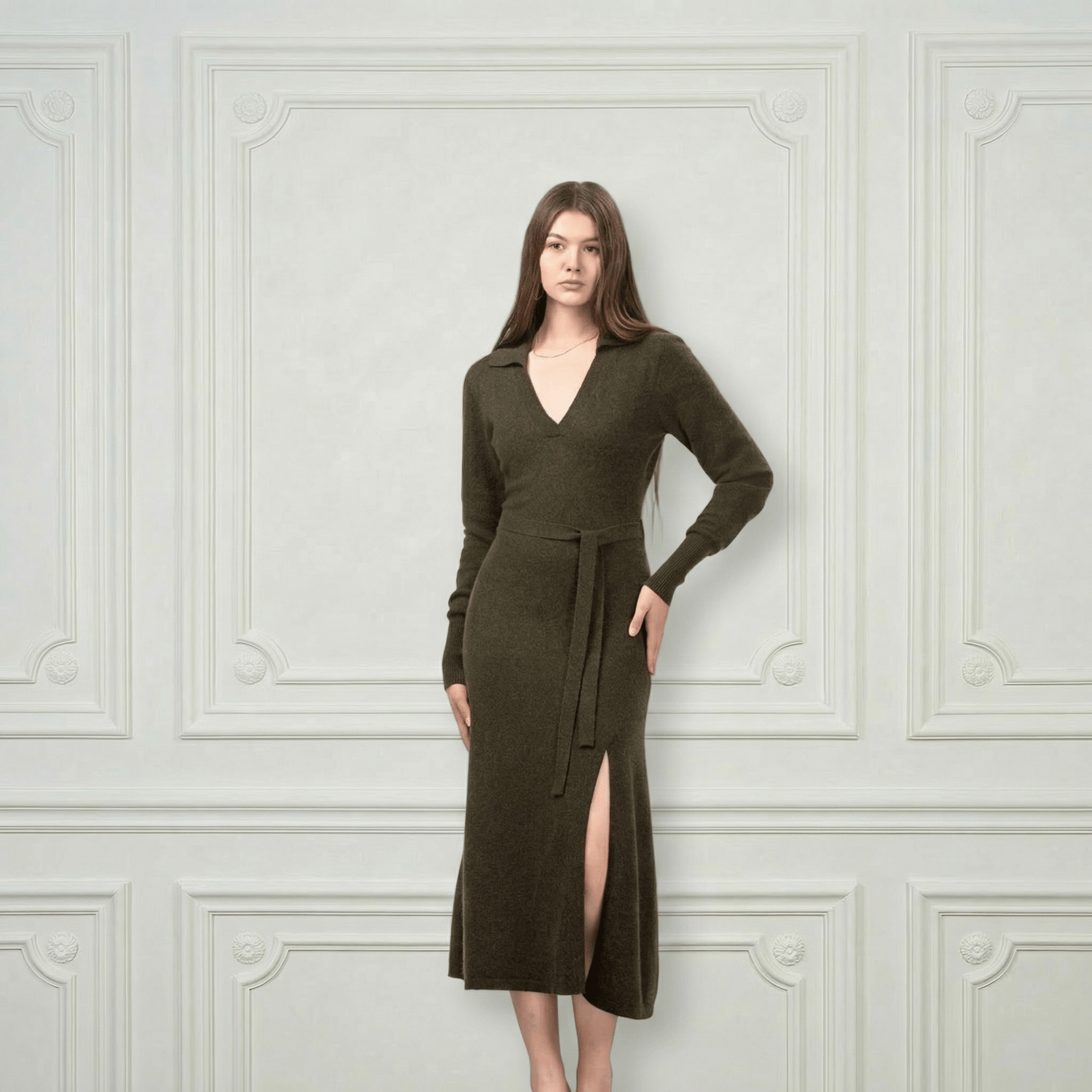 Valentina Midi Cashmere Dress - Blue Sky Cashmere