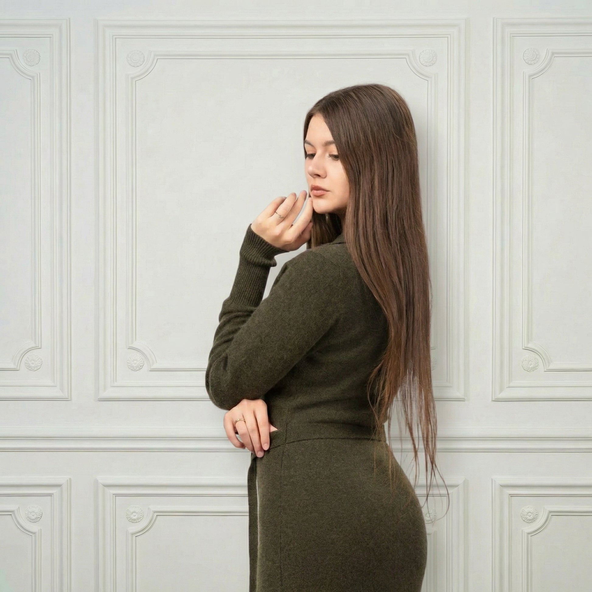 Valentina Midi Cashmere Dress - Blue Sky Cashmere