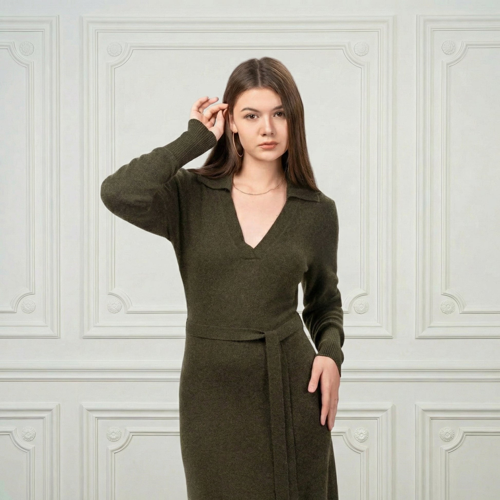 Valentina Midi Cashmere Dress - Blue Sky Cashmere