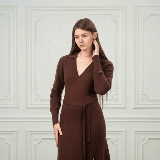 Valentina Midi Cashmere Dress - Blue Sky Cashmere