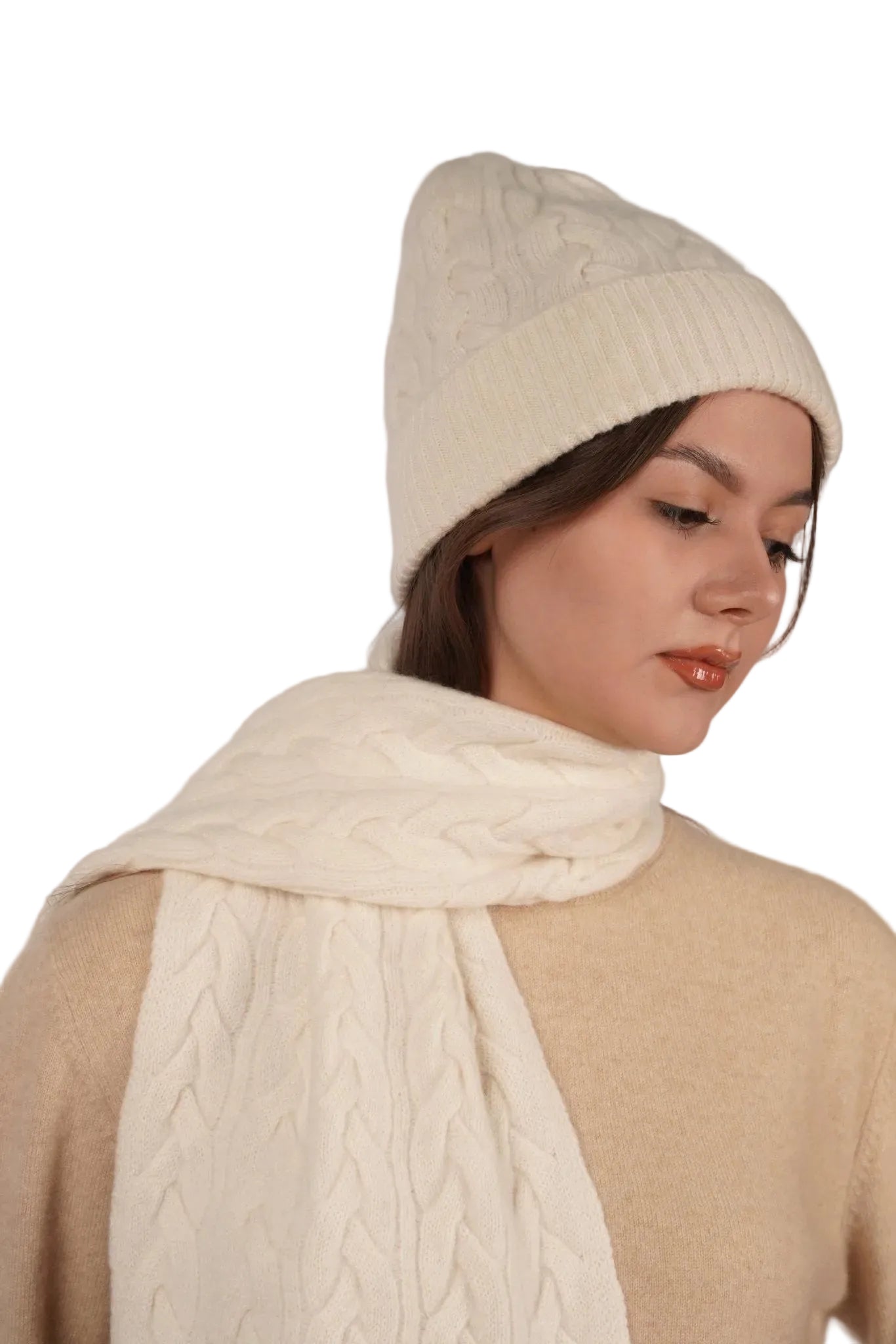 Victoria Cashmere Knitted Beanie - Blue Sky Cashmere