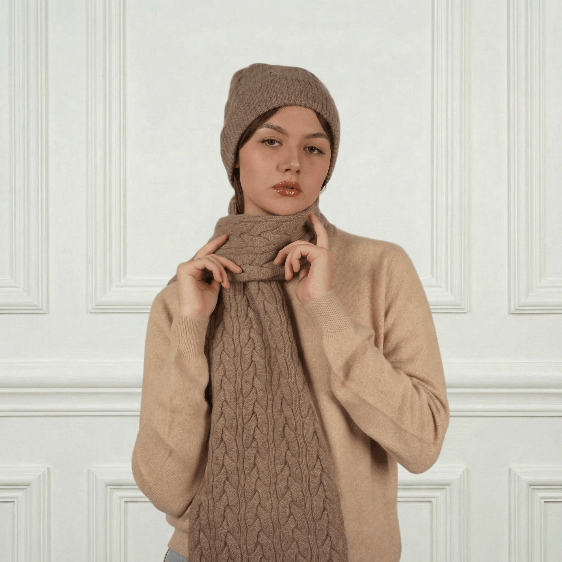 Victoria Cashmere Knitted Scarf - Blue Sky Cashmere