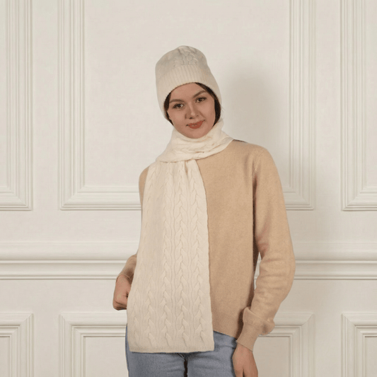 Victoria Cashmere Knitted Scarf - Blue Sky Cashmere