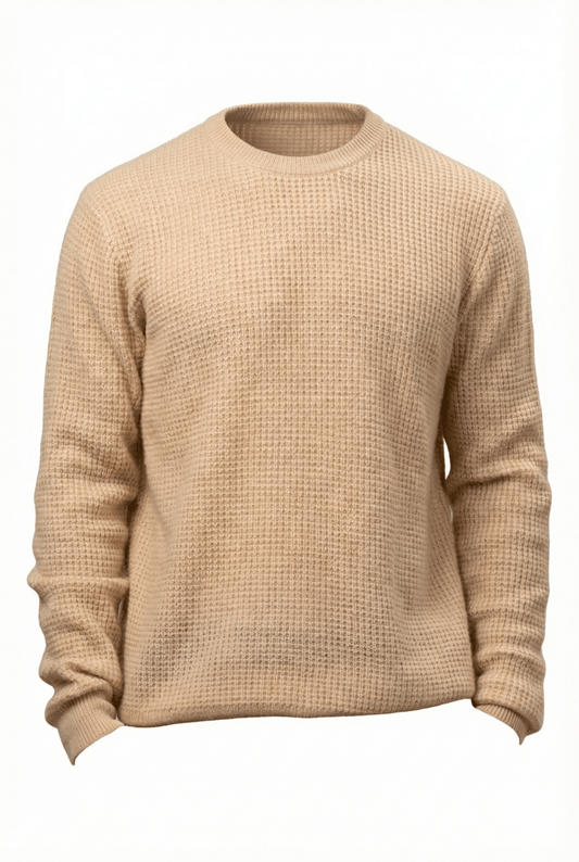 Waffle Cashmere Sweater - Blue Sky Cashmere