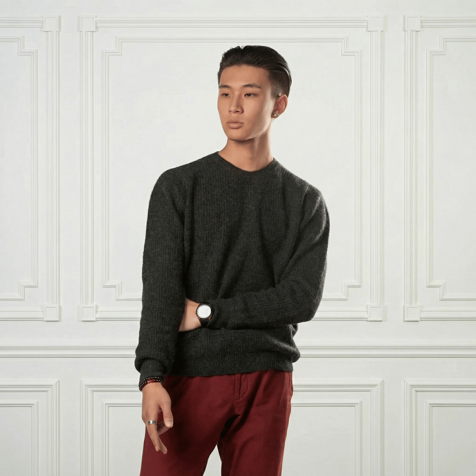 Waffle Cashmere Sweater - Blue Sky Cashmere